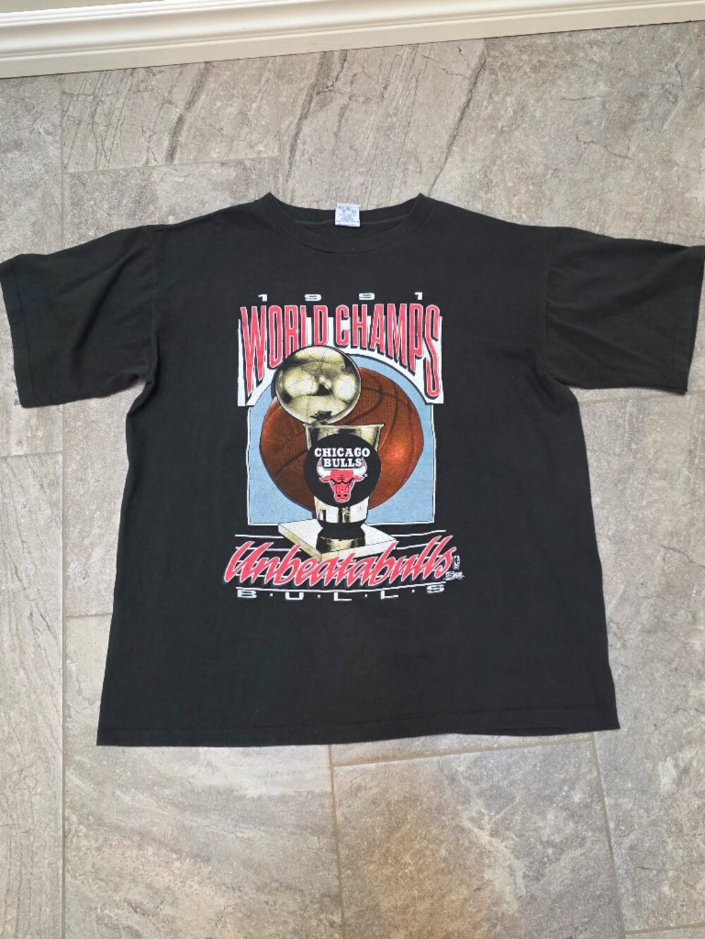 Vintage 1991 Chicago Bulls World Champs Unbeatabulls Shirt XL Salem Sportswear
